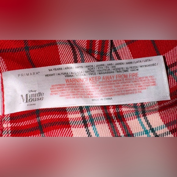 Primark Disney Minnie Mouse Long Sleeve Holiday Red Plaid Tiered Dress Size 3-4 - Picture 5 of 6